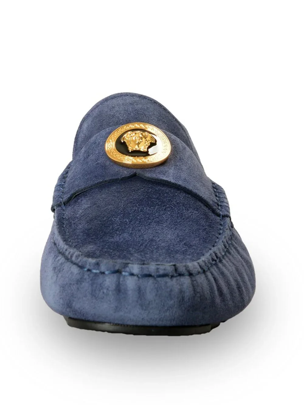 Versace Men's 100% Suede Leather Gold Medusa Driver Loafers Shoes US 13 IT 46 - Picture 5 of 8